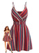 1950s V-Neck Spaghetti Strap Striped Dress 3
