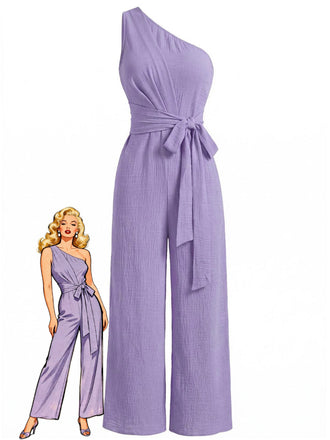 1950s Vacation Belted Wide Leg Jumpsuit - vintage jumpsuit, retro fashion