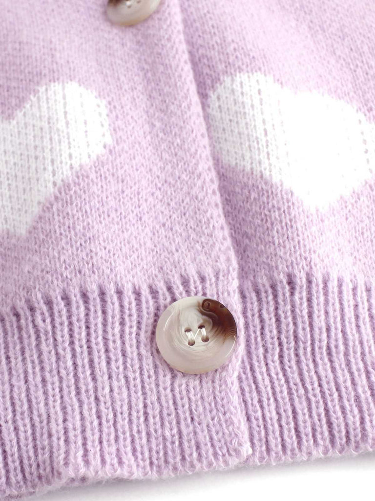 1950s Valentine's Day Heart Print Knit Cardigan - vintage fashion, retro style