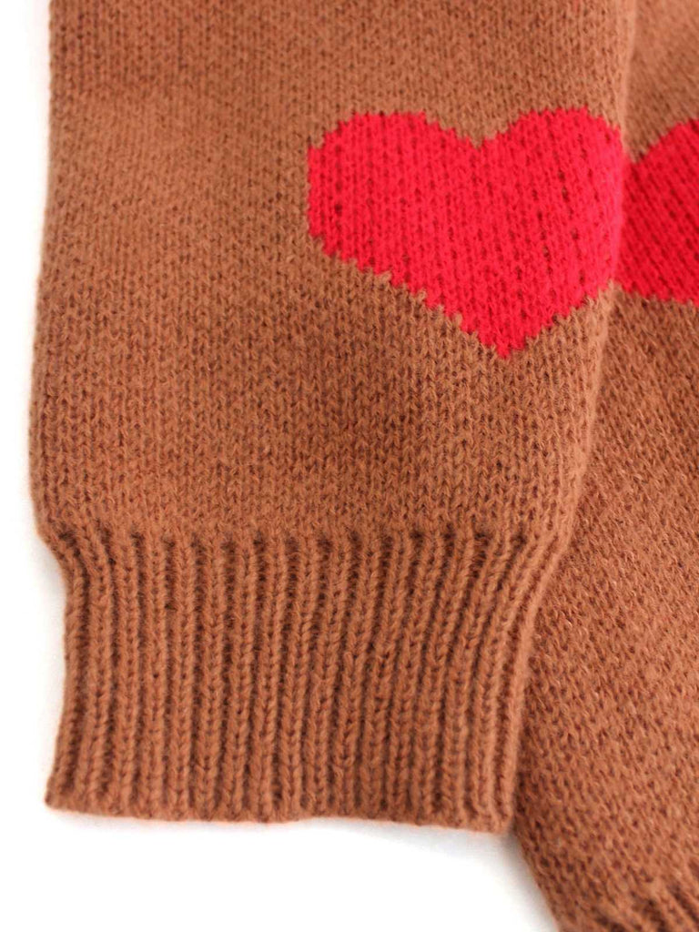 1950s Valentine's Day Heart Print Knit Cardigan - vintage fashion, retro style