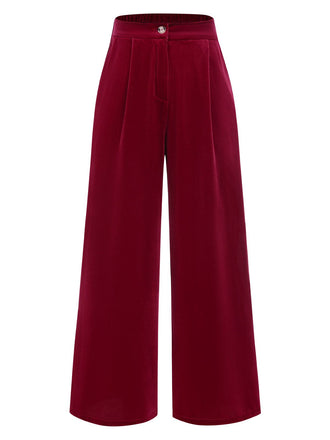 She walks in these 1950s Velvet High-Waist Solid Pants and the world follows