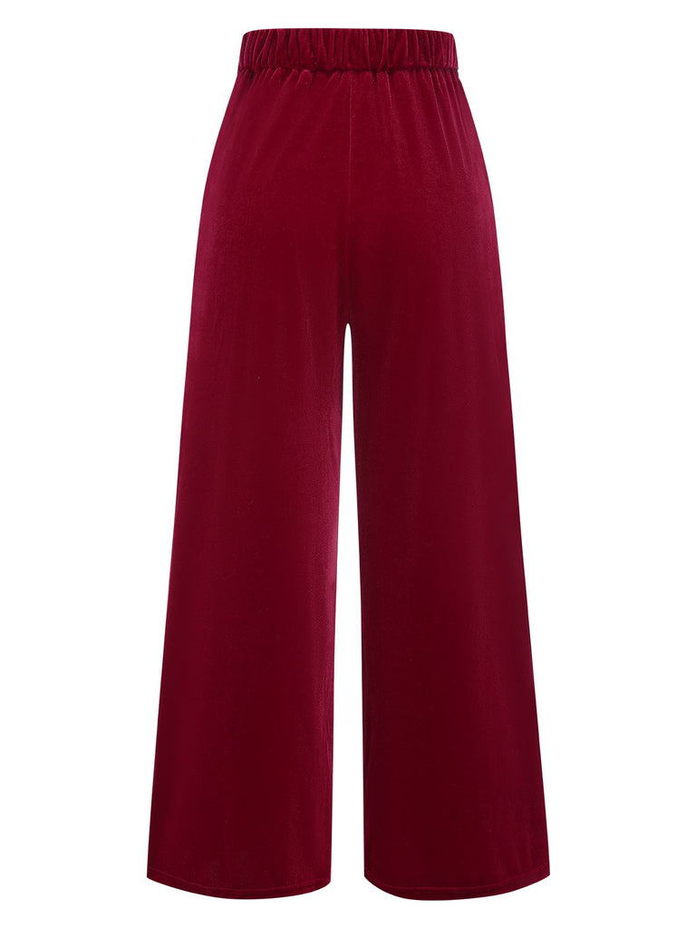 1950s Velvet High-Waist Solid Pants: 1950s power dressing, reimagined