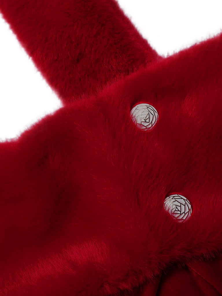 She finds her 1950s story in this 1950s Velvet Off Shoulder Button Jumpsuit