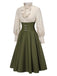 1950s Victorian Bow Tie Ruffled Long Sleeve Dress - vintage dress, retro fashion, rockabilly