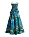 [Pre-Sale] Blue 1950s Water Lily Sweetheart Strapless Dress, vintage dress, retro fashion, rockabilly, pin-up fashion - perfect for women who love vintage and retro fashion