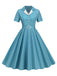1950s Window Pane Plaid Lapel Swing Dress — a 1950s silhouette that turns sidewalks into runways