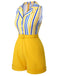 1950s Yellow White Blue Striped Lapel Romper, vintage romper, retro jumpsuit - perfect for women who love vintage and retro fashion