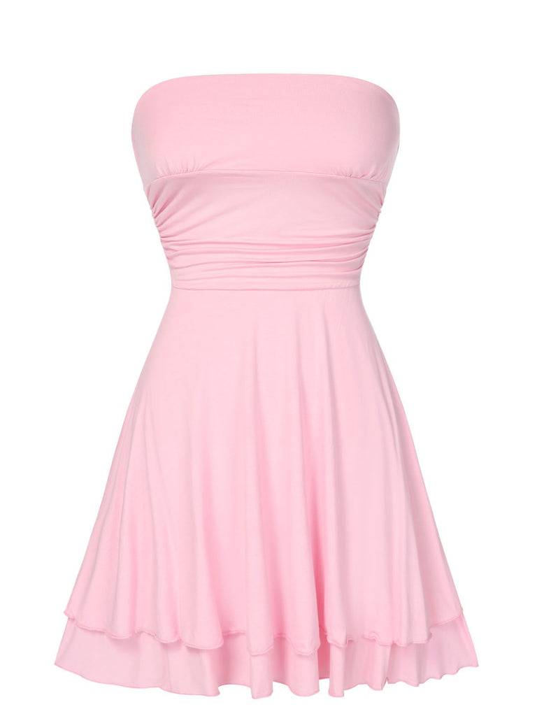 She slips into this 1960s Bandeau Solid Bodycon Dress and suddenly it's a 1960s daydream