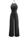 1960s Beaded Ruched Backless Wide-Leg Jumpsuit - vintage romper, retro jumpsuit, playful style for vintage lovers