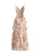 Pink 1930s Butterfly Tiered Ruffle Spaghetti Strap Maxi Dress - vintage dress, retro fashion for vintage lovers