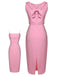 2PCS Pink 1960s Lapel Bowknot Blouse & Solid Spaghetti Strap Dress - vintage dress, retro fashion
