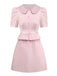 2PCS 1960s Vertical Stripes Peter Pan Collar Blouse & Skirt - vintage skirt, retro style