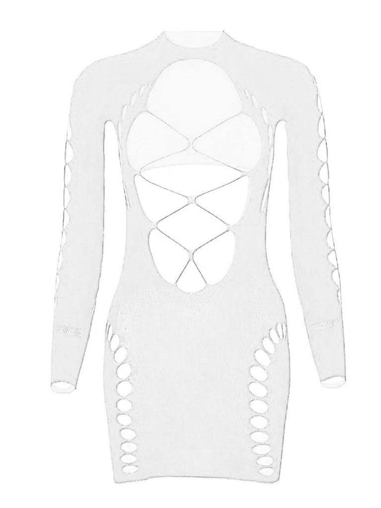 1960s Bodycon Long Sleeve One Piece Sleepwear 11