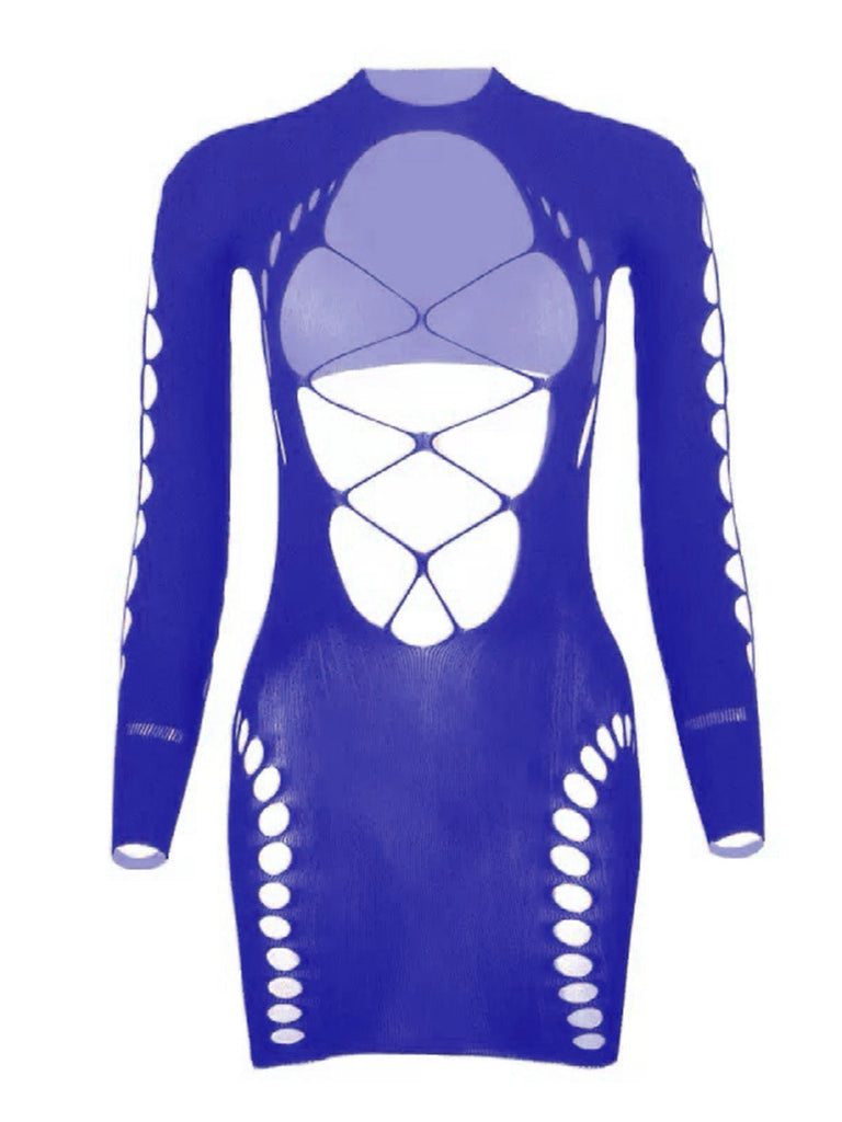 1960s Bodycon Long Sleeve One Piece Sleepwear 5