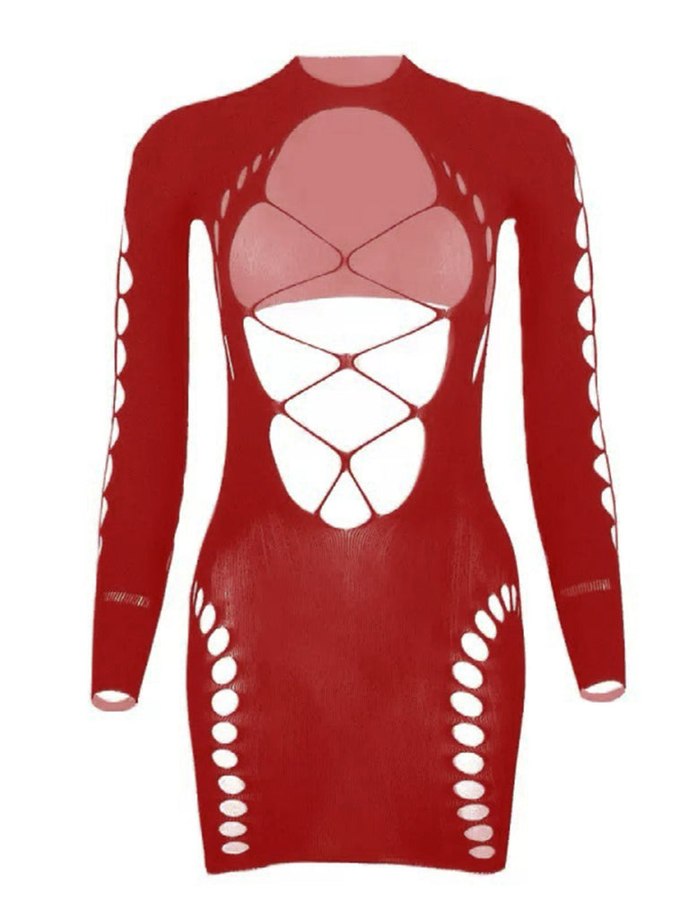 1960s Bodycon Long Sleeve One Piece Sleepwear 8