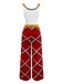 1960s Bow Christmas Plaid Patchwork Jumpsuit - vintage jumpsuit, retro fashion