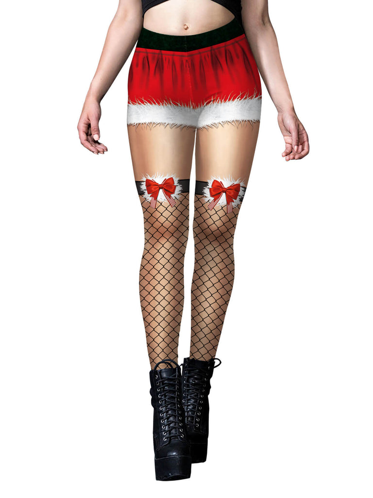 1960s Christmas Fishnet Stocking Leggings: timeless style reimagined
