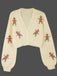 1960s Christmas Gingerbread Cropped Sweater Cardigan - vintage fashion, retro style