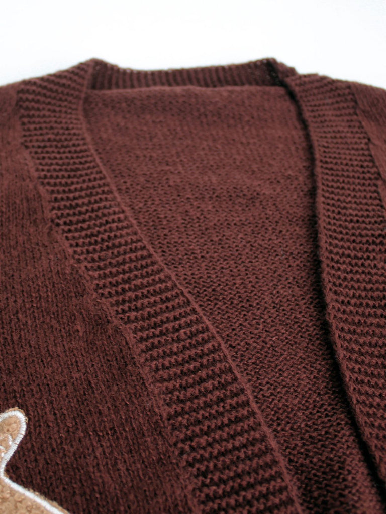 1960s Christmas Gingerbread Cropped Sweater Cardigan - vintage fashion, retro style