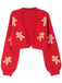 1960s Christmas Gingerbread Cropped Sweater Cardigan - vintage fashion, retro style