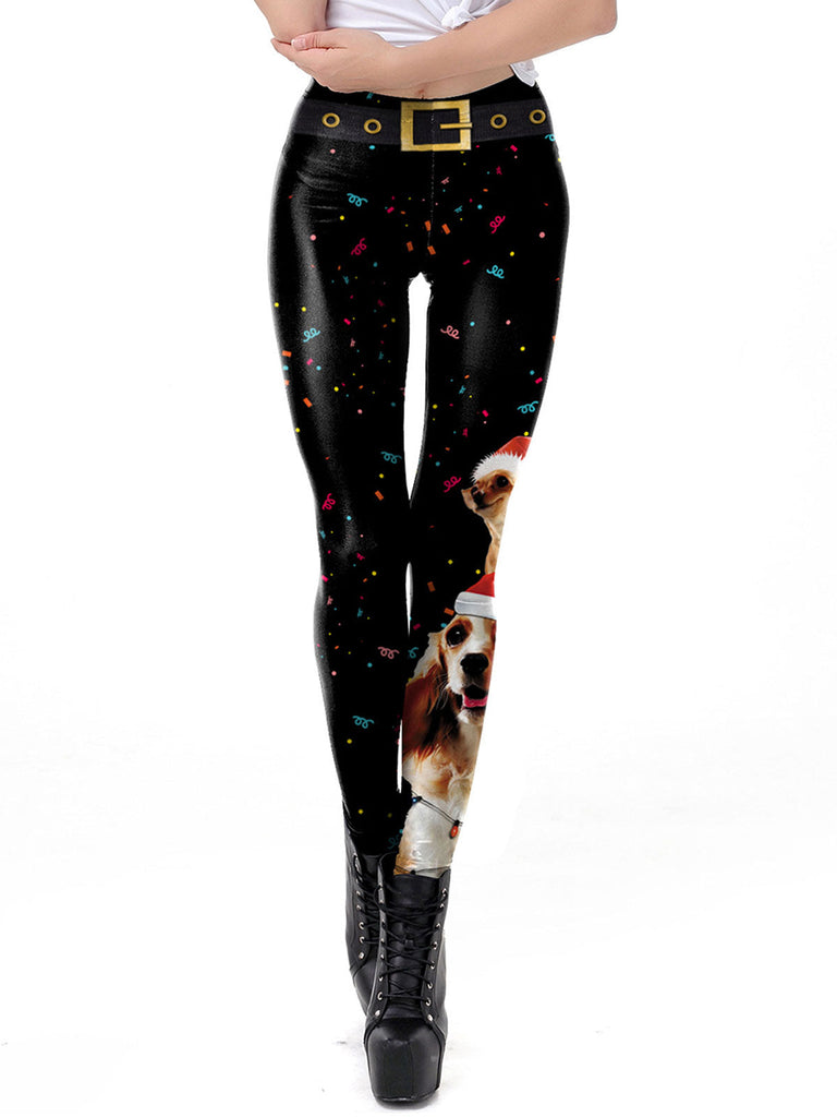 1960s Christmas Printed Elastic Leggings: 1960s power dressing, reimagined