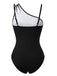 1960s Colorblock Solid One-Shoulder Swimsuit, vintage swimsuit, pin-up swimwear - perfect for women who love vintage and retro fashion