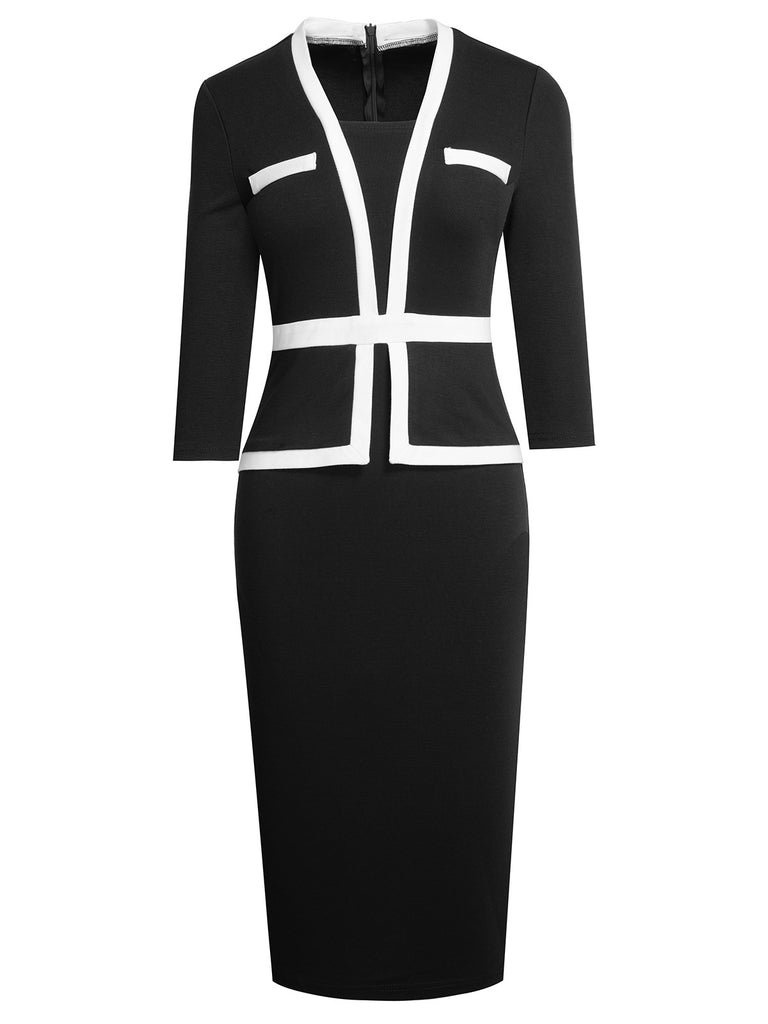 She slips into this 1960s Contrast Trim Bodycon Dress and suddenly it's a 1960s daydream
