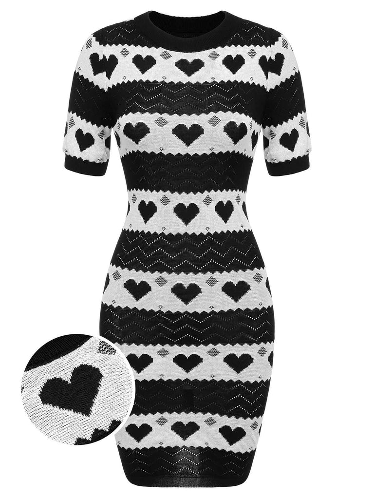 1960s Contrasting Heart Knitting Dress: timeless style reimagined