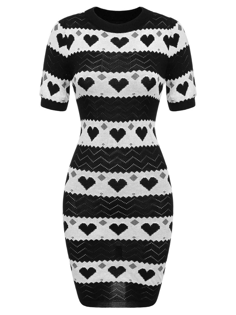 1960s Contrasting Heart Knitting Dress — vintage elegance for the modern woman