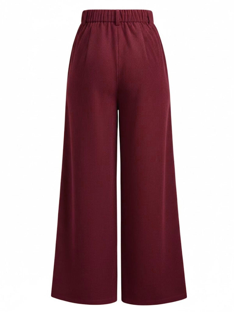 1960s Corduroy High Waist Wide-Leg Pants - vintage fashion, retro style
