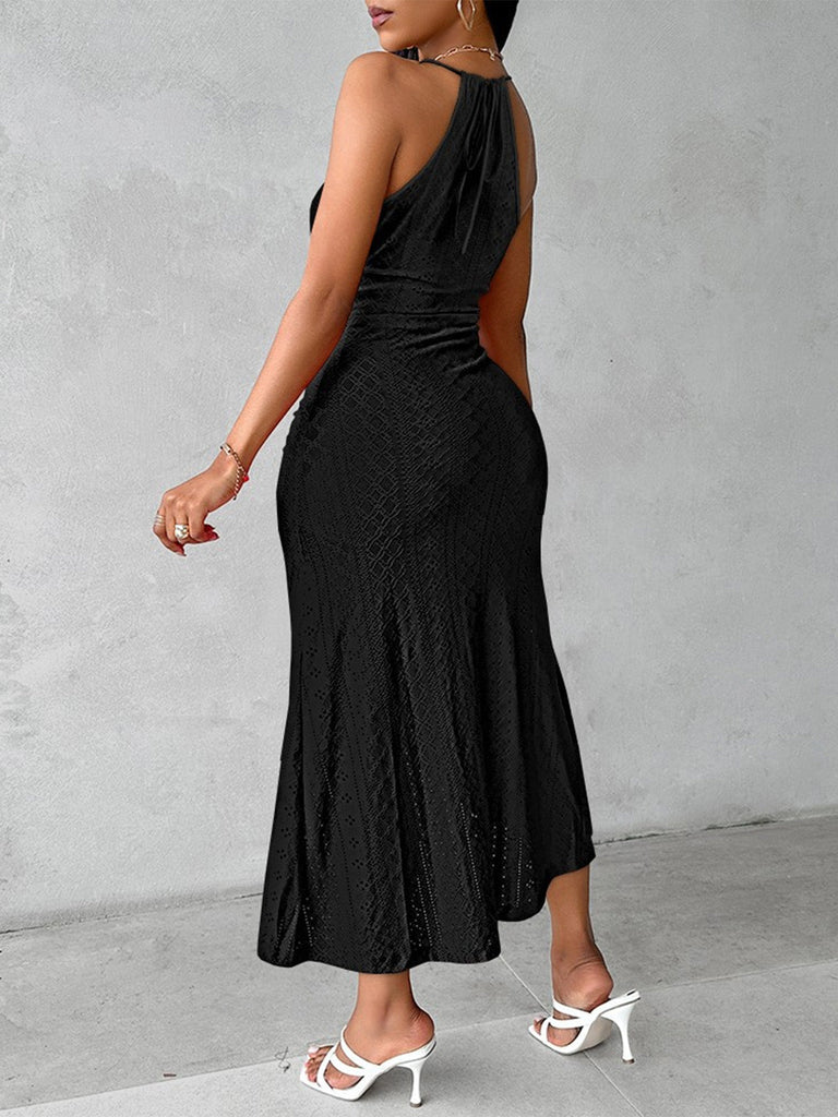 1960s Crochet Halter Cutout Maxi Dress, vintage dress, retro fashion - perfect for women who love vintage and retro fashion