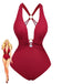 1960s Deep-V Ruched Metal Ring One-Piece Swimsuit - vintage swimwear, retro swimsuit, pin-up style for vintage lovers