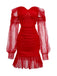 1960s Beading Sweetheart Neck Off-Shoulder Mesh Dress - vintage dress, retro fashion