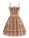 Brown 1960s Gingerbread Heart Stripe Velvet Strap Dress - vintage dress, retro fashion