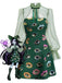 Green 1960s Halloween Gothic Eye Print Mesh Sleeve Dress - vintage dress, retro fashion