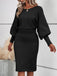 1960s Lantern Sleeve Cinched Waist Bodycon Knit Dress - vintage dress, retro fashion