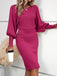 1960s Lantern Sleeve Cinched Waist Bodycon Knit Dress - vintage dress, retro fashion