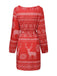 Red 1960s Christmas Reindeer Snowflake Belted Dress - vintage dress, retro fashion, elegant red