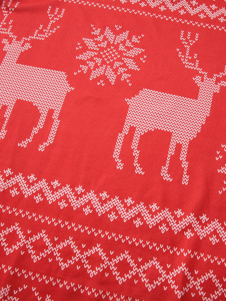 Red 1960s Christmas Reindeer Snowflake Belted Dress - vintage dress, retro fashion, elegant red