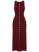 1960s Solid Sleeveless Single-Breasted Knitted Dress - vintage dress, retro fashion