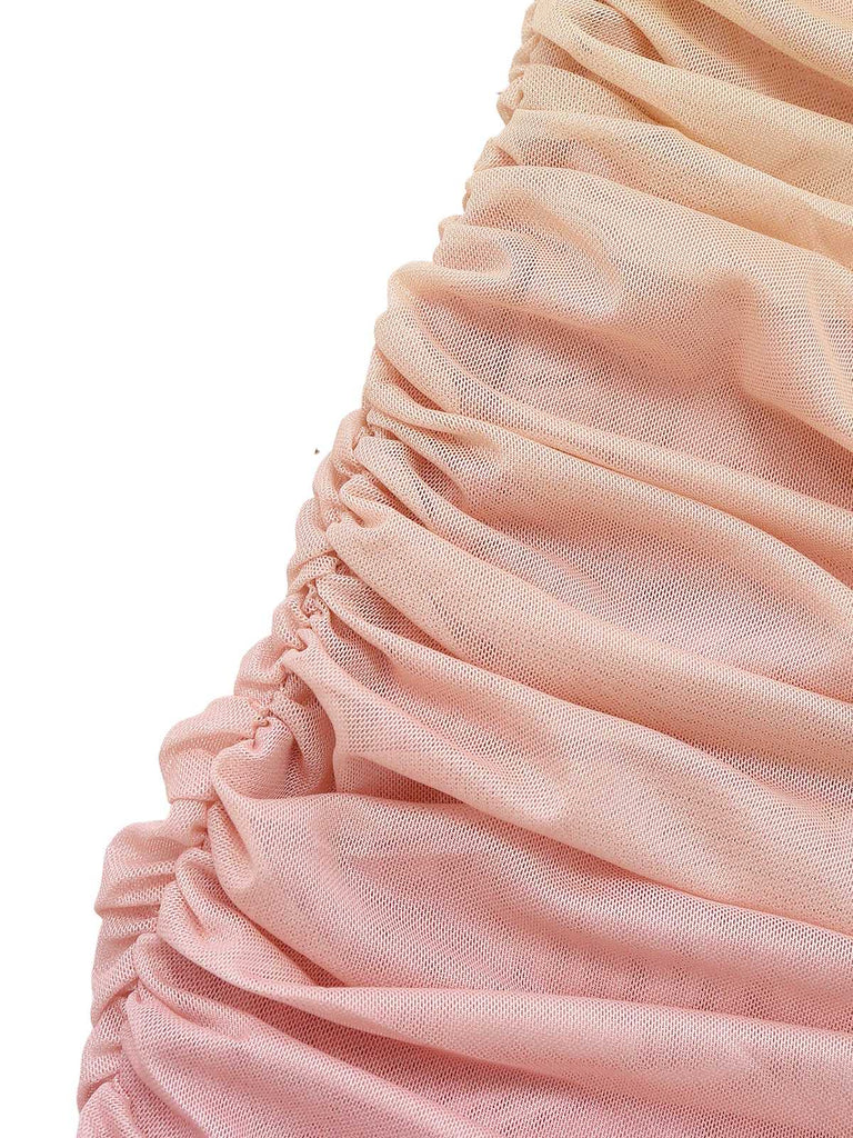 1960s Strapless Gradient Ruched Bodycon Dress With Scarf - vintage dress, retro fashion