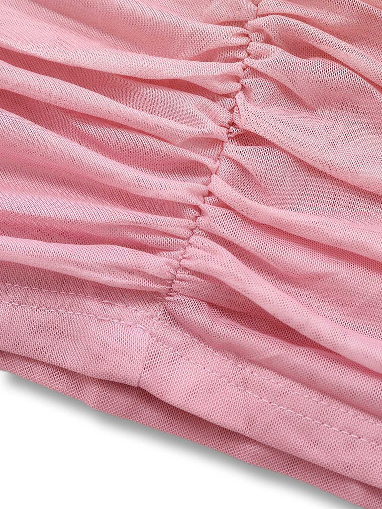 1960s Strapless Gradient Ruched Bodycon Dress With Scarf - vintage dress, retro fashion