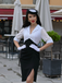 White & Black 1960s Notched Collar Ruched Bodycon Dress - vintage dress, retro fashion, classic black