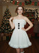 White 1960s Snowman Velvet Plush Trim Strapless Dress - vintage dress, retro fashion, pure white