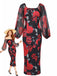 1960s French Tea Floral Off-Shoulder Bodycon Dress - vintage dress, retro fashion