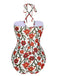 1960s Front Hollow Floral Halter Swimsuit, vintage swimsuit, pin-up swimwear - perfect for women who love vintage and retro fashion