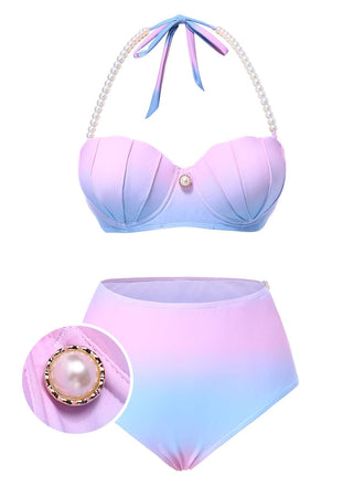 She's wearing 1960s Gradient Mermaid Seashell Pearl Swimsuit and the whole beach remembers the 1960s