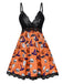 1960s Halloween Print Lace Patchwork Sleepwear - vintage nightgown, retro sleepwear