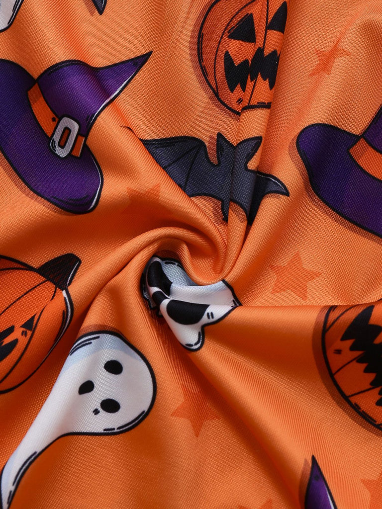 1960s Halloween Print Lace Patchwork Sleepwear - vintage nightgown, retro sleepwear