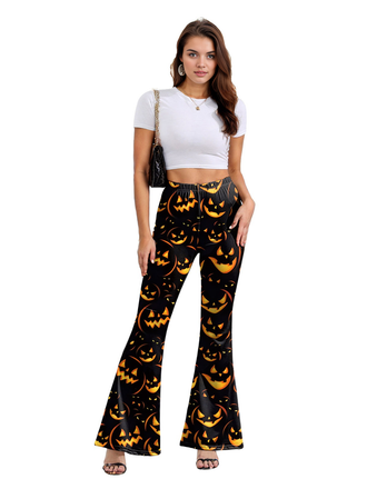 1960s Halloween Pumpkin Ghost Flare Pants, vintage fashion, retro style - perfect for women who love vintage and retro fashion